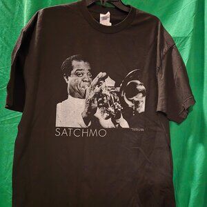 New! Never Worn. Vintage Unisex Satchmo Louis Armstrong Jazz T Shirt XL Brown